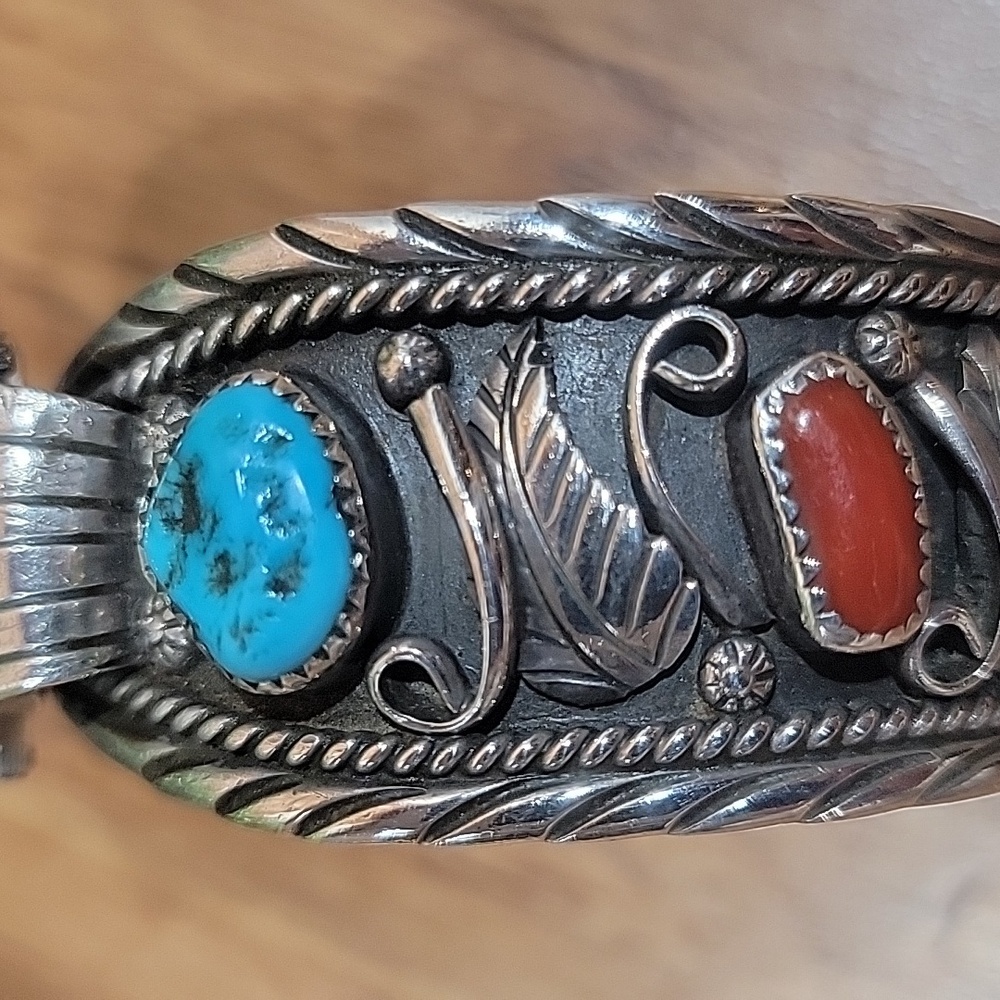 1950's Rare Navajo Sidewinder Cuff Bracelet Watch - Picture 10 of 16